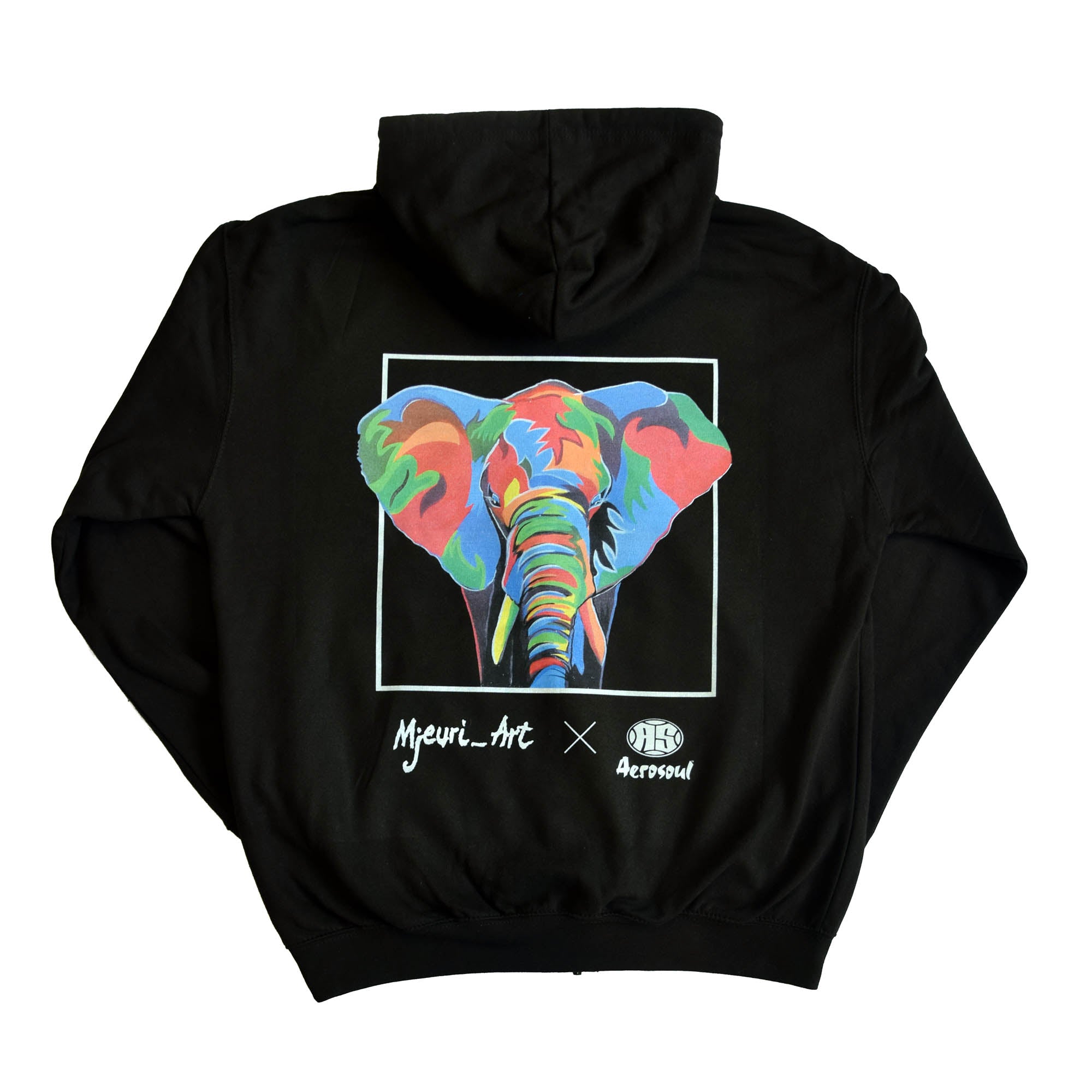 A.S. Africa Elephant Zipped Hoodie (Black)