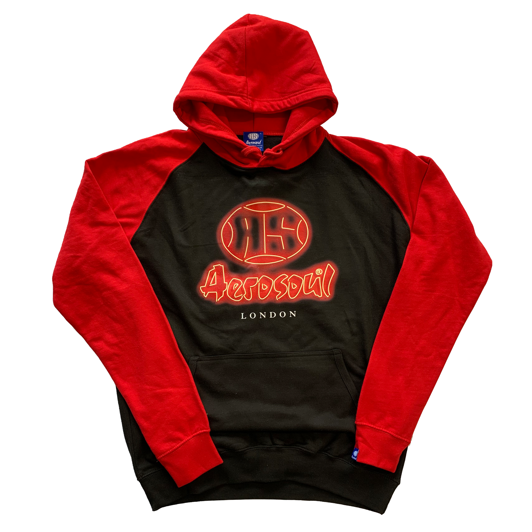 A.S. Neon Baseball Heavyweight Hoodie ( Jet Black & Fire Red )