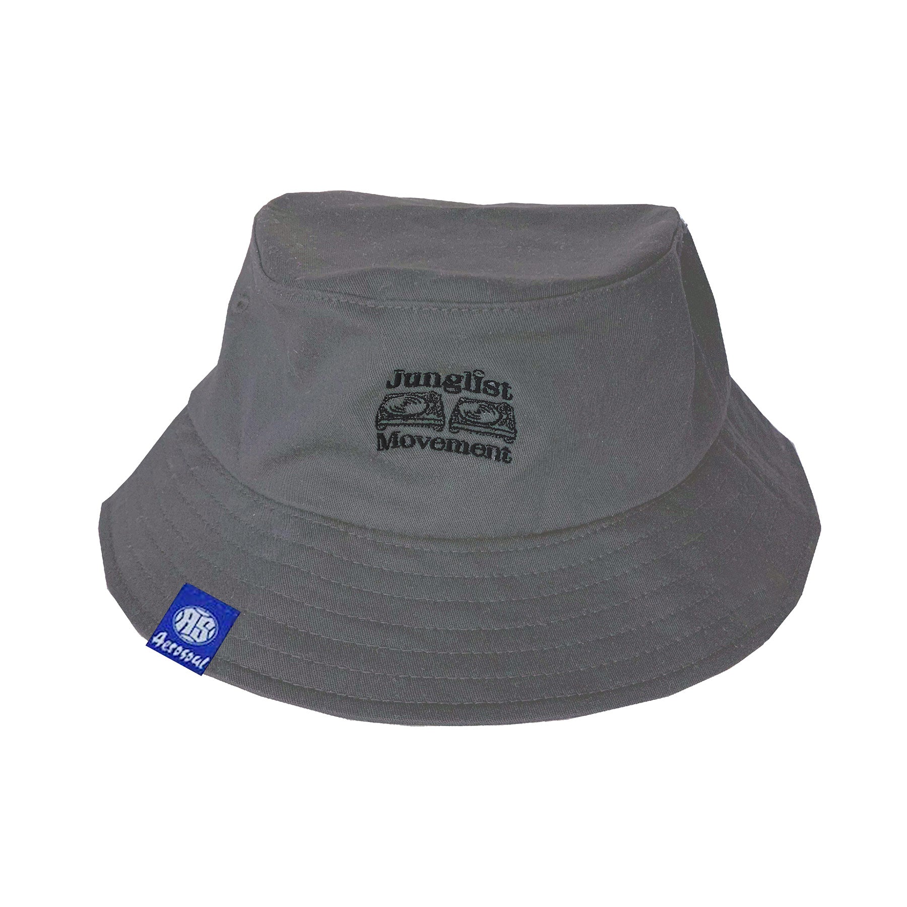 Junglist Movement Embriodered 100 % Cotton Flexi-Fit Twill Bucket Hat (grey)