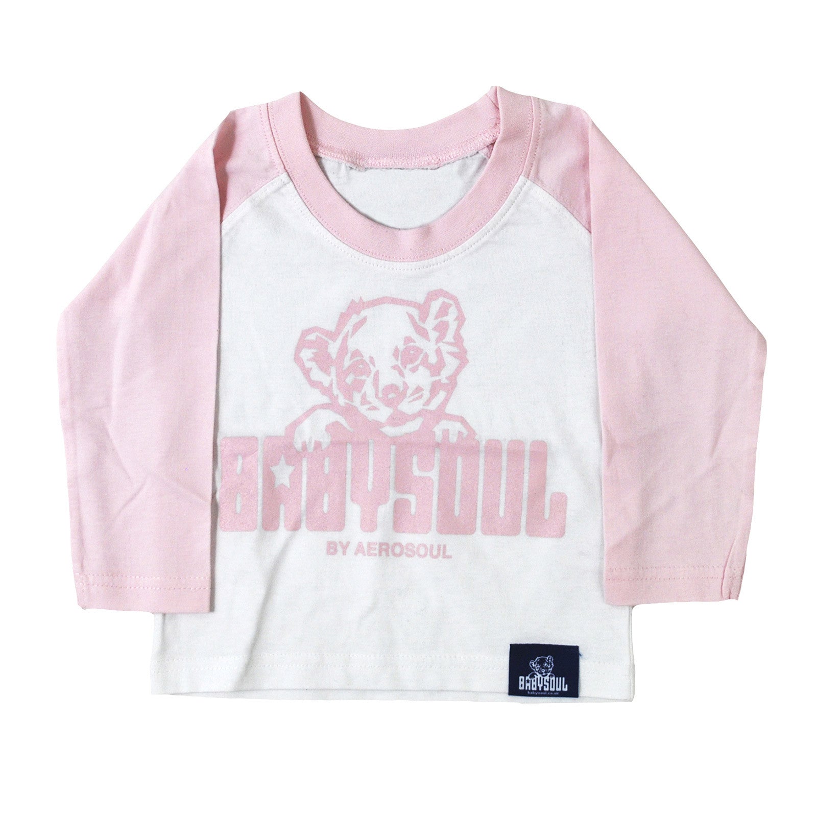 Baby Soul Cub BaseBall Long Sleeve Teeshirt (Pale Pink/White)
