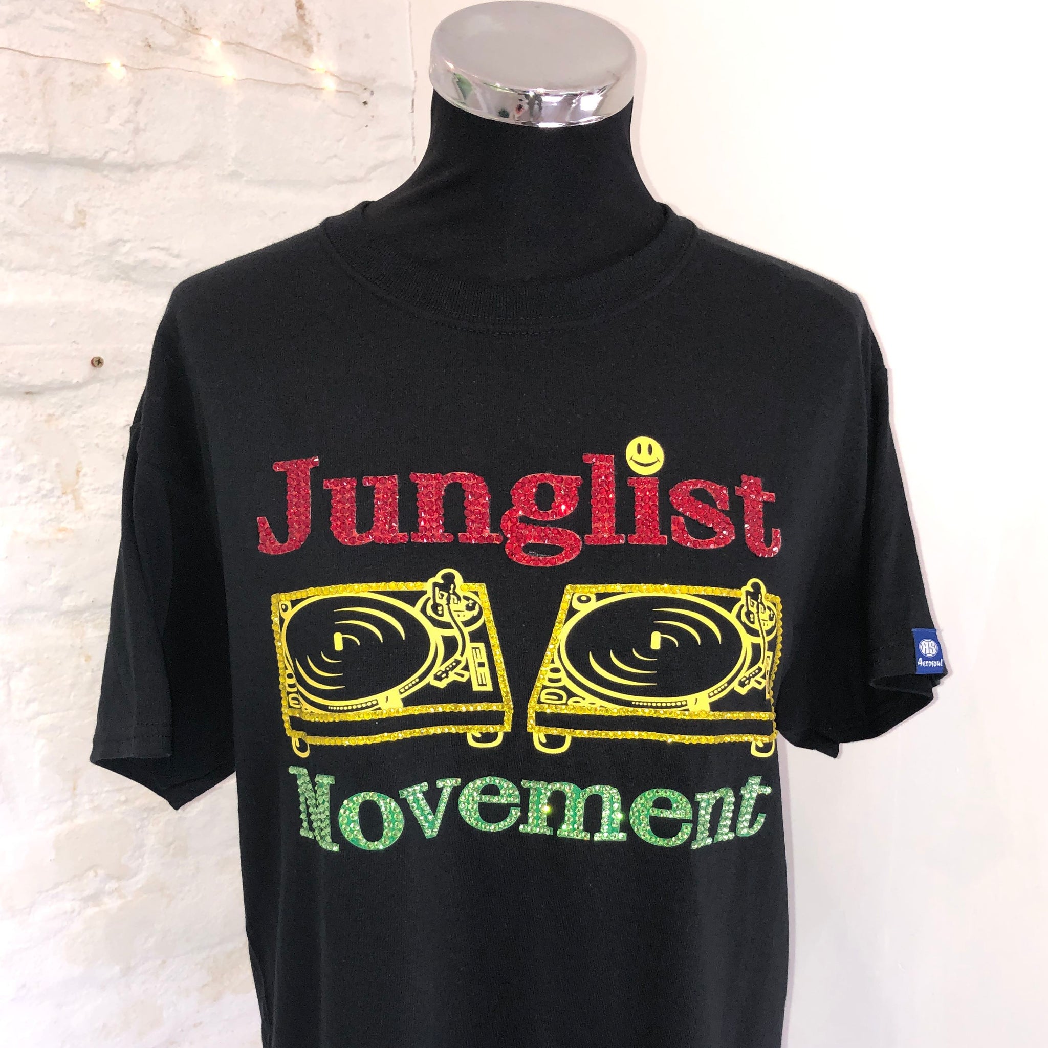 Custom Junglist Movement X Swarovski Crystals Teeshirt (Black)