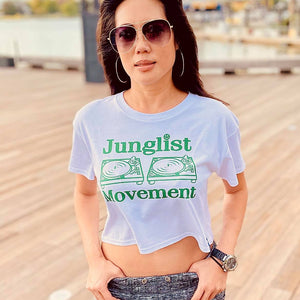 Junglist Movement Crop Top White (Green)